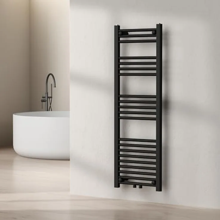 Neu.Haus Voss, Handtuchheizkörper, Schwarz, platzsparendes Design, 425 W Heizleistung, moderne Wandmontage