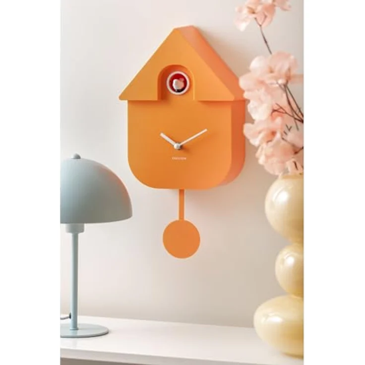 Karlsson Klok Modern Cuckoo, Wanduhr aus Kunststoff in Orange, 22x41x9 cm, modernes Koekoeksklok-Design – Bild 3