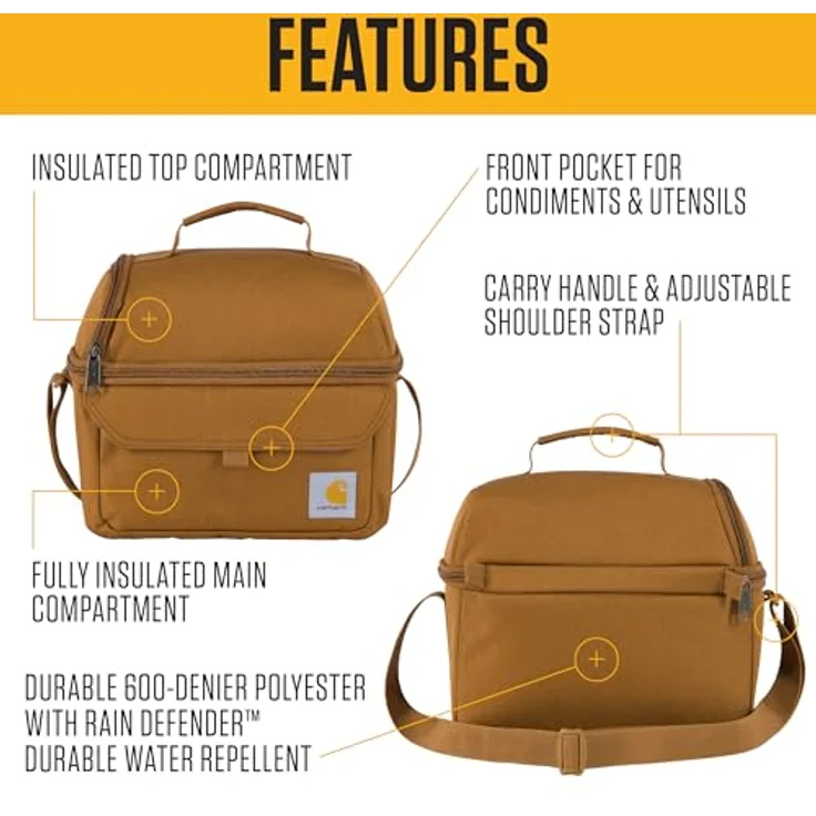 Carhartt Lunchbox, große isolierte Lunchtasche mit 12 Dosen, 2 Fächern, langlebig, in Kies – Bild 2