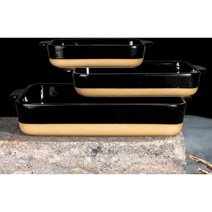 Lurch Terra Nova Ofenform L, Keramik 32x14,5x6,6 cm, 2700ml, schwarz/creme, temperaturbeständig bis 250°C, spülmaschinengeeignet – Bild 3