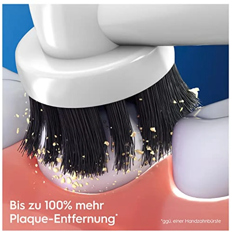 Oral-B Pro 3 3000 Pure Clean Elektrische Zahnbürste/Electric Toothbrush, 2 Aufsteckbürsten, 3 Putzmodi & visueller 360° Andruckkontrolle für Zahnpflege, Aktivkohle Borsten, Designed by Braun, schwarz – Bild 4