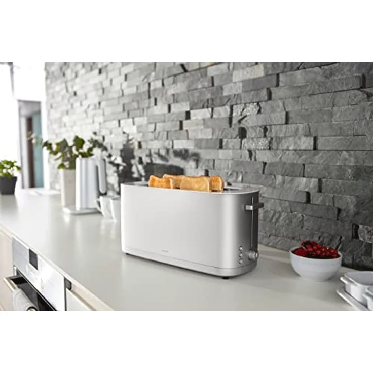 ZWILLING ENFINIGY Toaster mit 3 Automatikprogrammen, 7 Bräunungsgraden und Abschaltfunktion, Langschlitztoaster für 4 kurze oder 2 lange Scheiben, Silber – Bild 4