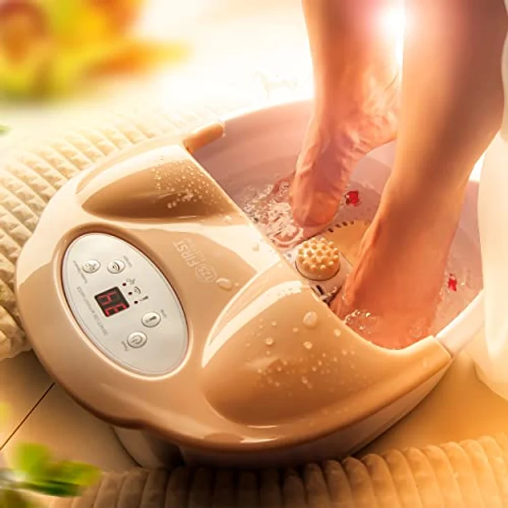 TZS First Austria Fußsprudelbad, Vibrations- und Luftblasenmassage, Infrarot- und Heizfunktion, Fußbad, 450W, 2 Programme, 3 Aufsätze, klappbarer Griff, Aromabox – Bild 3