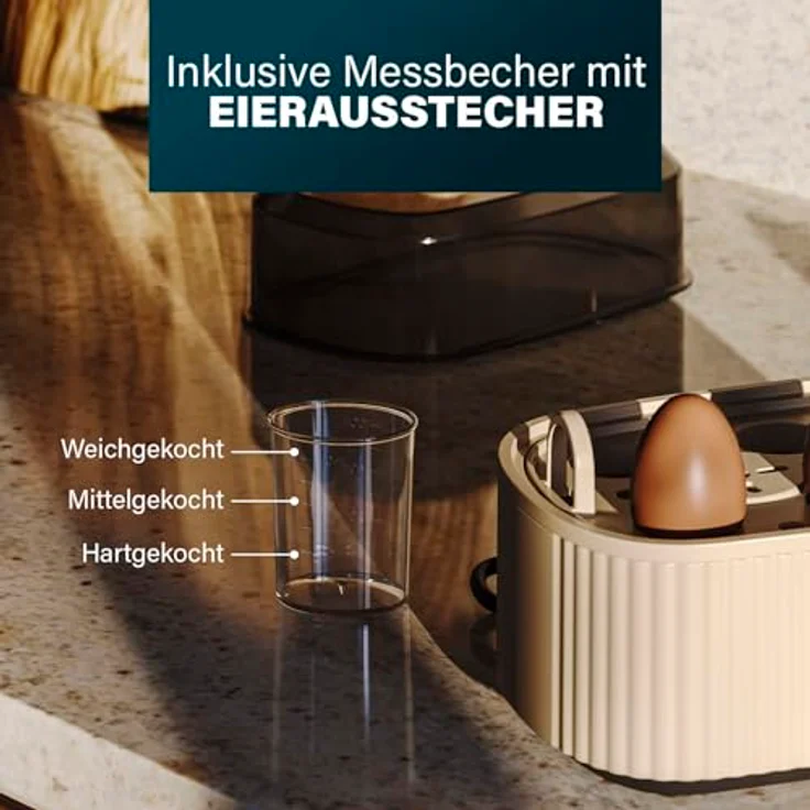 PRINCESS Eierkocher 262047, 6 Eier, 300 W, Wave Design, für hart, mittel oder weich gekochte Eier – Bild 6