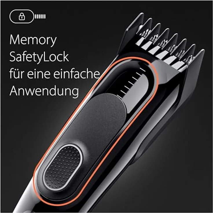 Braun HC5310 Haarschneider Series 5, 9 Schnittlängen, Akku, 50 Min Laufzeit, abwaschbar, Memory-Funktion, schwarz – Bild 5