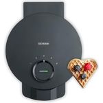 SEVERIN Waffeleisen Black Line WA 2117, Herzwaffeln mit PFAS-freier Beschichtung, 1.000 Watt, schwarz/Edelstahl, mit Kontrollleuchte und Kabelaufwicklung