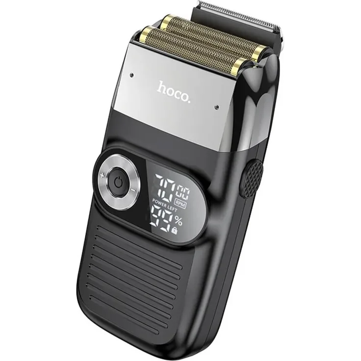 Hoco Doppelklingenrasierer in Schwarz mit LED-Anzeige - Gesichtsrasierer 1400 mAh