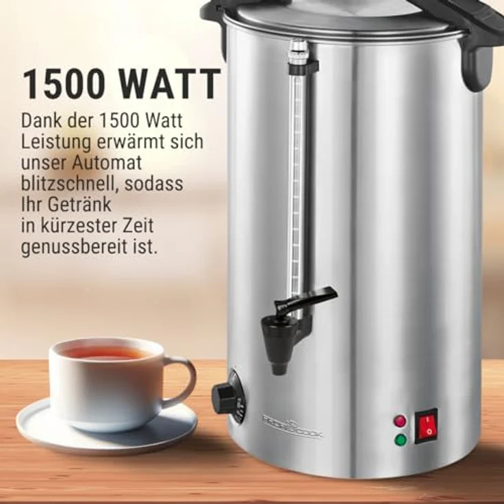 ProfiCook PC-HGA 1196 Heißgetränkeautomat, zum Erhitzen & Warmhalten von z.B. Glühwein-Kaffee-Tee-Punsch oder Suppen, hochwertiges Edelstahlgehäuse, 7 L, Silber – Bild 3