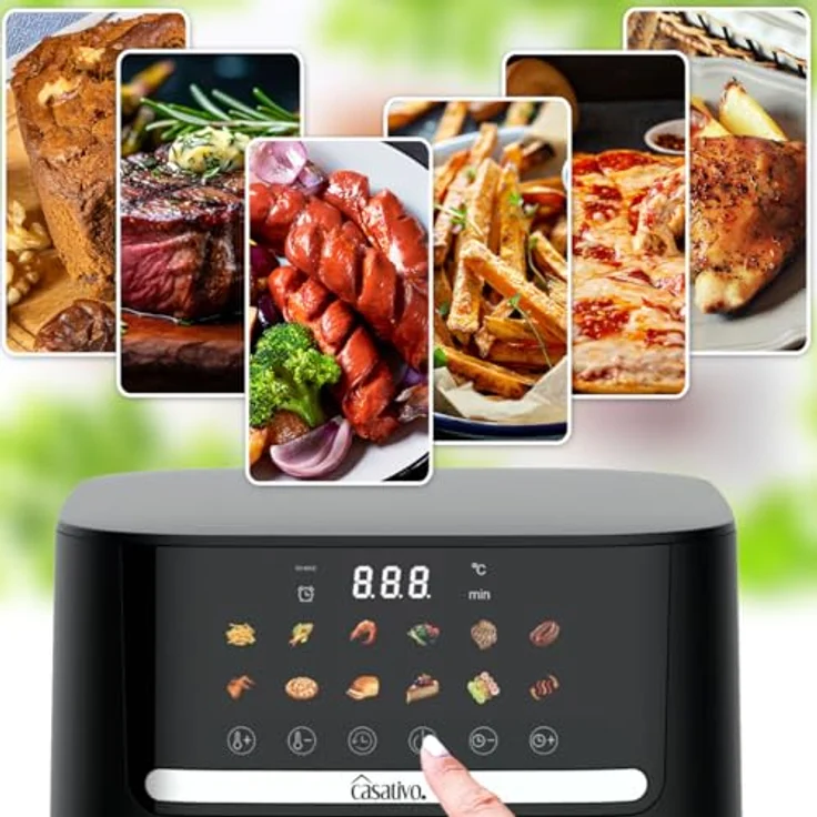Casativo Heißluftfritteuse CH9693, 1600 W, 11 Programme, 6,5L Volumen, LED-Touch-Display – Bild 2