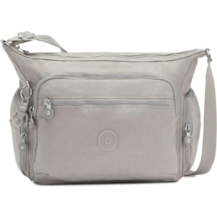 Kipling Basic Gabbie, Damen Umhängetasche aus Polyamid, 35 cm, grau mit Reißverschluss- und Steckfächern – Bild 1