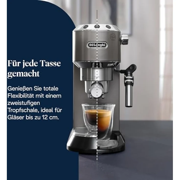 De'Longhi Dedica Style EC685.TB, Espressomaschine mit manuellem Milchaufschäumer, Titanschwarz – Bild 7