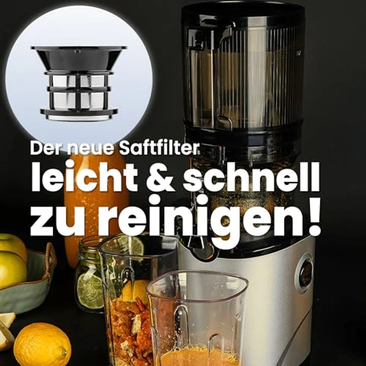 Kuvings AUTO8 Entsafter – Pflegeleichter Slow Juicer mit 2L Fassungsvermögen und 200W Motor ideal für Obst, Gemüse und Smoothies. (Silber) – Bild 4