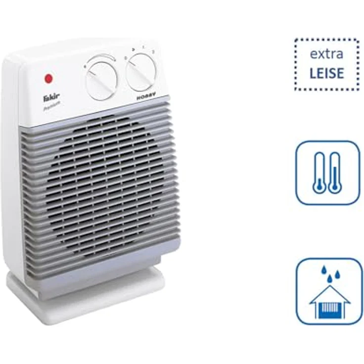 Fakir HL 600 Hobby - Heizlüfter , Badheizlüfter, Tischventilator, mit 2 Heizstufen, inkl. Thermostatventil, extra leise – 2.000 Watt, Heizlüfter – Bild 4