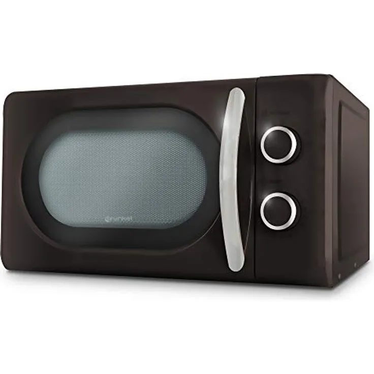 Grunkel - MW-20BLACK - Mechanical microwave with 20 litre capacity in vintage design and 5 power levels - Defrost function and timer up to 30 min - 700 W - Black