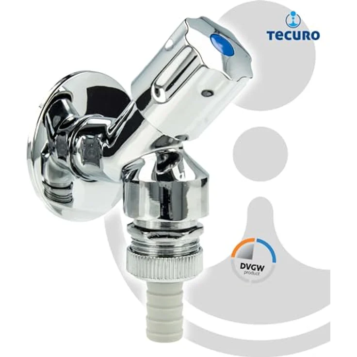 tecuro DESIGN Geräteventil 1/2 Zoll für Wasch,- Spülmaschine, Messing hochglanzverchromt - 22245 mit integriertem Rohrbelüfter – Bild 2