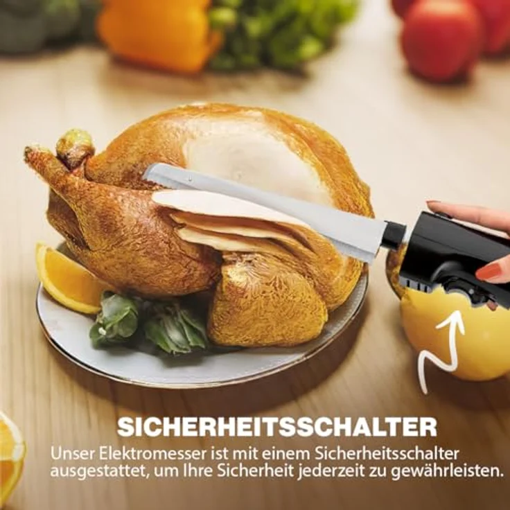 Clatronic EM 3702 Elektromesser, Edelstahleinlage, Spezialgezahnte Edelstahl-Mehrzweckklinge, rostfrei-spülmaschinengeeignet, inkl. Aufbewahrungsbox, schwarz, 49 cm – Bild 5