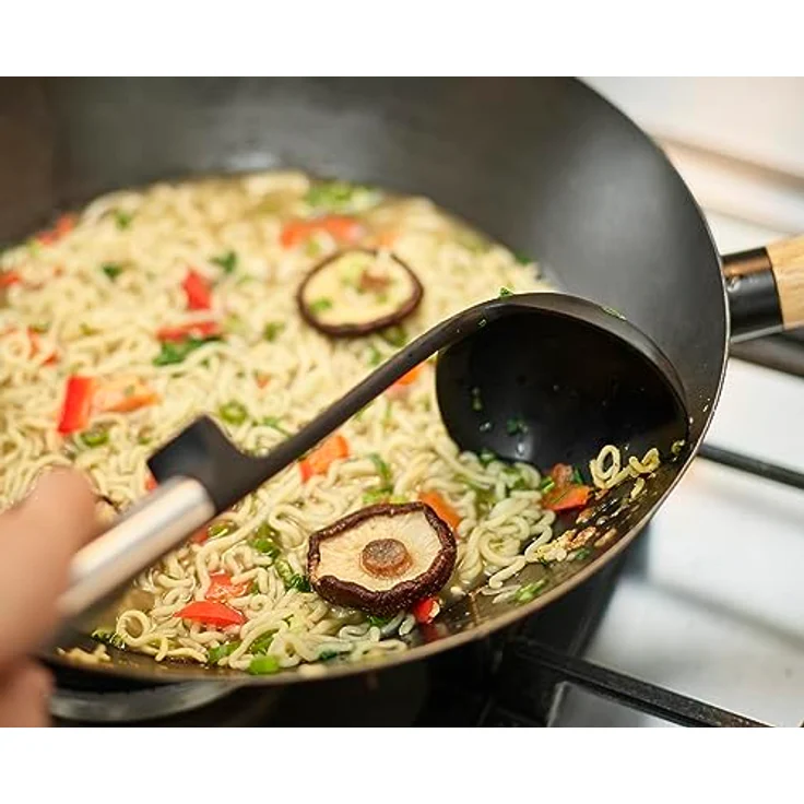 Joseph Joseph Elevate Fusion 3-teilig Silcone Küchenutensilien Set mit Kompaktständer, BPA-frei, hitzebeständig, antihaftbeschichtet - Edelstahlgriffe – Bild 5