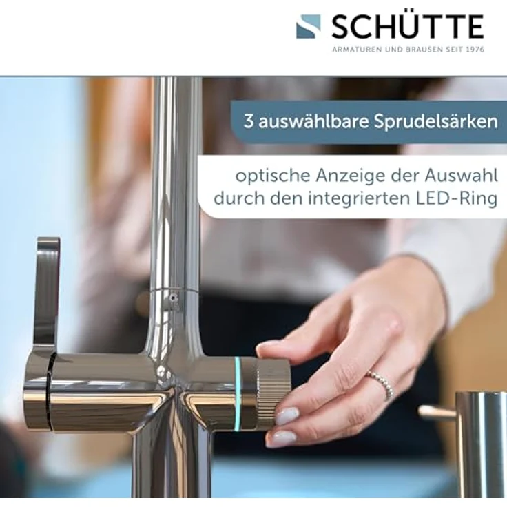 Schütte AQUASTAR PREMIUM Sprudelwasser Küchenarmatur mit Kühl- und Filtersystem, 360° schwenkbar, Chrom – Bild 4