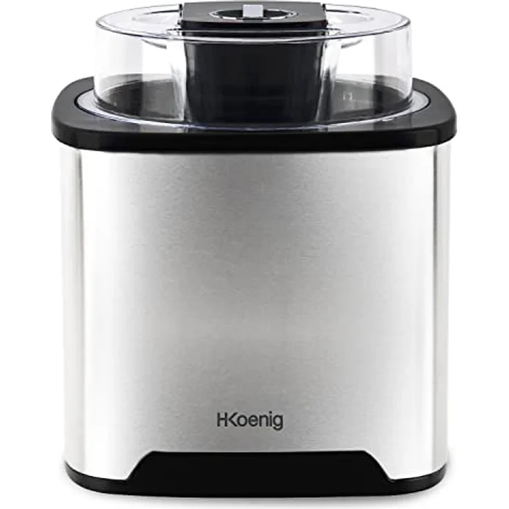 H.Koenig SRB80 Eismaschine, Kapazität 2 l, 12 W, Edelstahl, 30 bis 40 min Zubereitung, 30 U/min, automatische Abschaltung, transparenter Deckel, abnehmbarer Behälter – Bild 2
