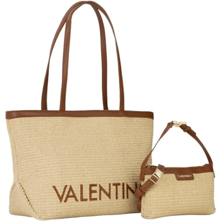 VALENTINO BAGS Shopper Maiam, 2-tlg. Set in Naturale / Cuoio, geräumig mit Zipper und Utensilientasche