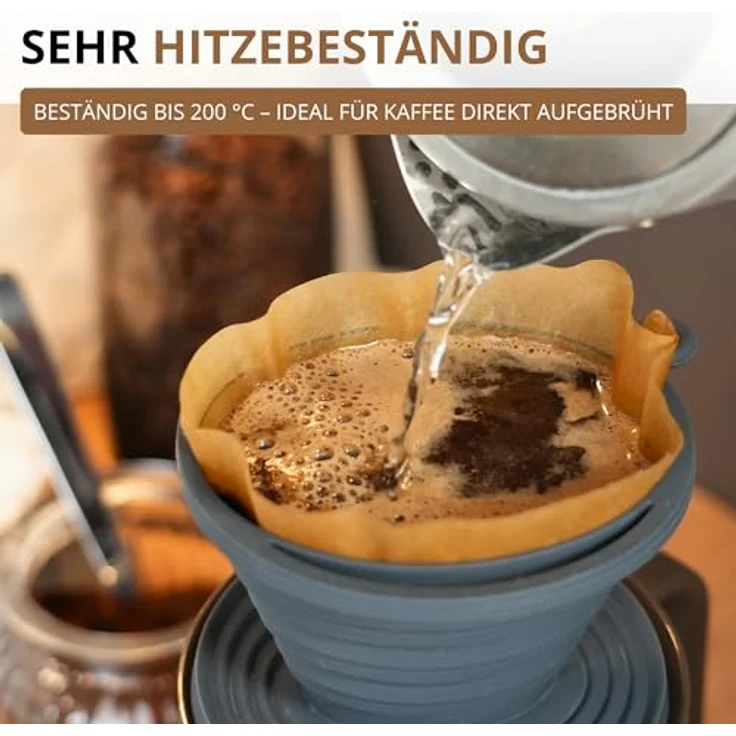 Westmark Faltbarer Kaffeefilter aus Silikon, wiederverwendbar, hitzebeständig bis 200 °C, Schwarz, Gr. 2, ideal für Reisen und Camping – Bild 5