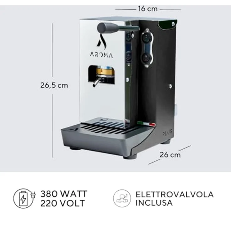 Aroma PLUS - ESE-Padmaschine Espressomaschine Weiß, Edelstahl – Bild 5
