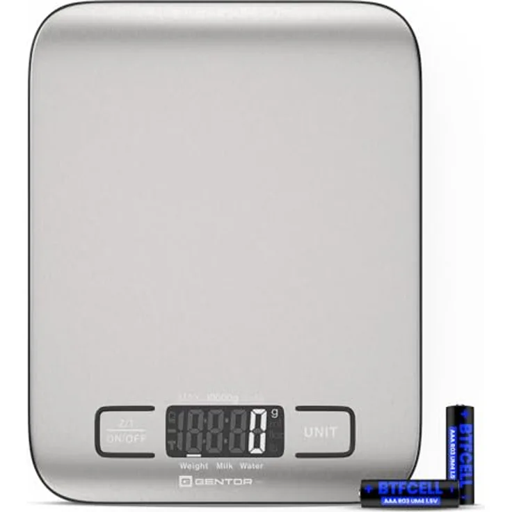 Digitale Küchenwaage 10kg – Hochpräzise Messung bis zu 1g, Tare-Funktion, Digital-Waage Briefwaage mit großem LCD Display aus Edelstahl-Oberfläche, Kochen Backen für die Küche oder Babynahrung Zubehör
