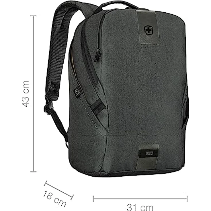 Wenger MX ECO Light Business-Rucksack mit 43 cm Laptopfach, polyester, grau, 31 cm x 18 cm x 43 cm – Bild 3