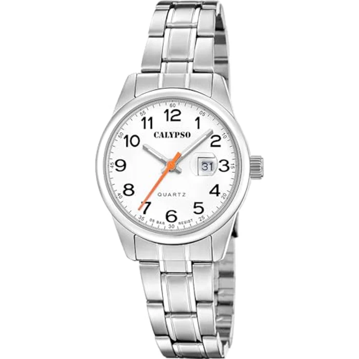 CALYPSO WATCHES Quarzuhr Basic K5873/1, Damenuhr mit Edelstahlarmband, analog, Tag, weiß/silberfarben – Bild 1
