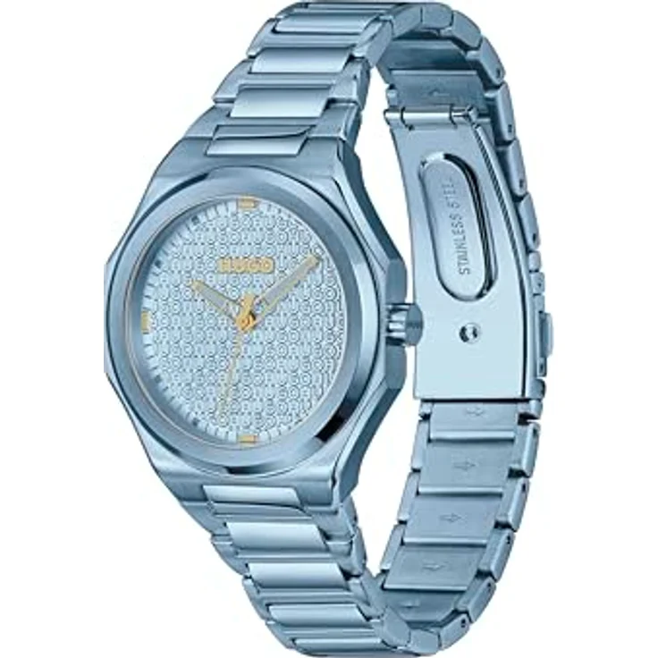 HUGO #Grail for HER, Damenarmbanduhr mit 36-mm-Gehäuse, blauem Zifferblatt und Edelstahlarmband mit blauer Ionenplattierung, Drei-Zeiger-Quarzwerk – Bild 2