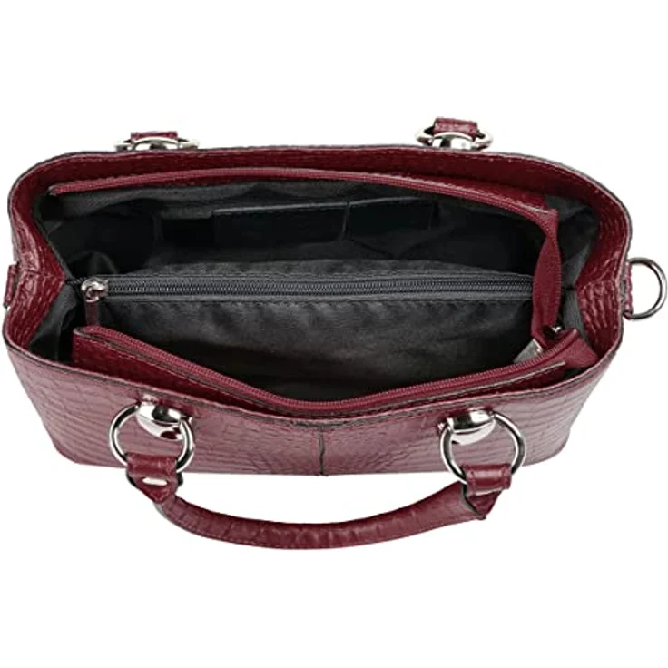 Cluty Umhängetasche echt Leder, Kroko-Optik, Made in Italy, 2-geteiltes Hauptfach, verstellbarer Schultergurt – Bild 7