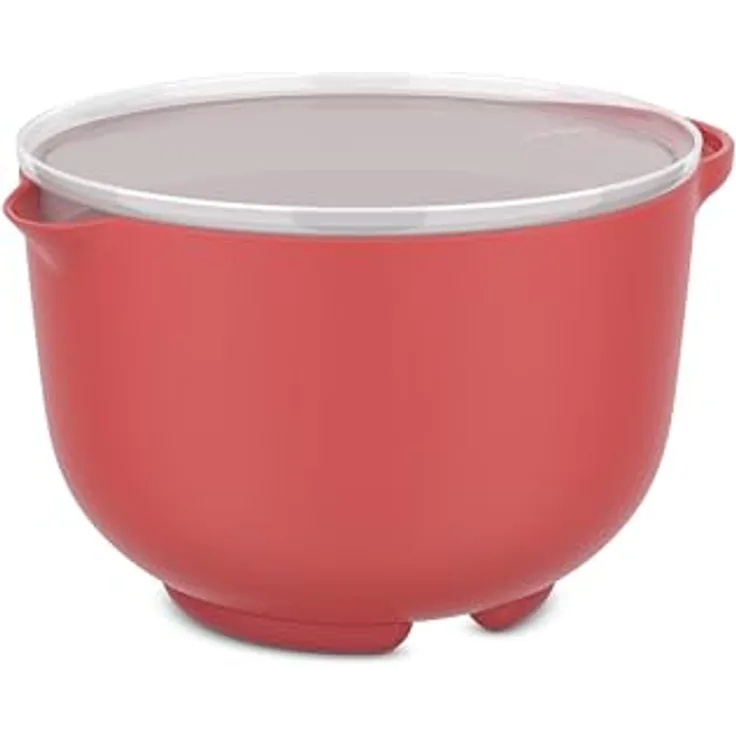 Mepal Rührschüssel Chef it, 1500 ml mit Deckel, Anti-Rutsch Boden, hitzebeständig bis 110°C, mikrowellen- und spülmaschinengeeignet, Coral