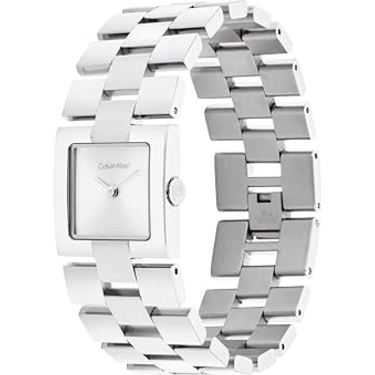 Calvin Klein CK Meridian, Zwei-Zeiger-Quarzwerk-Uhr für Damen mit rechteckigem Gehäuse, silbernem Zifferblatt und Edelstahlarmband, wasserdicht bis 3 ATM – Bild 2