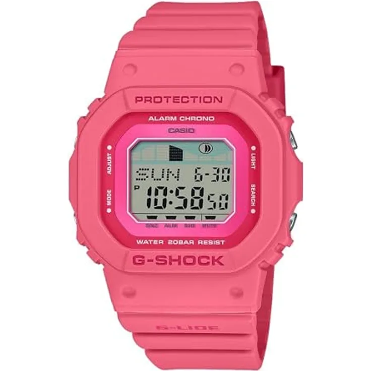 Casio G-Shock GLX-S5610-4ER, Rosa G-Lide Armbanduhr mit Gezeitengrafiken und Mondphasen, biologisch basiertes Harz