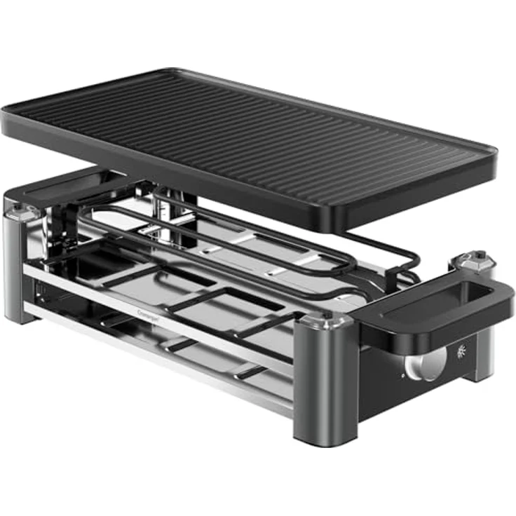 WMF Master Raclette Grill, 8 Personen, 1500 W, mit Keramikpfännchen, variabler Temperaturkontrolle, spülmaschinengeeignet, Edelstahl schwarz matt – Bild 3