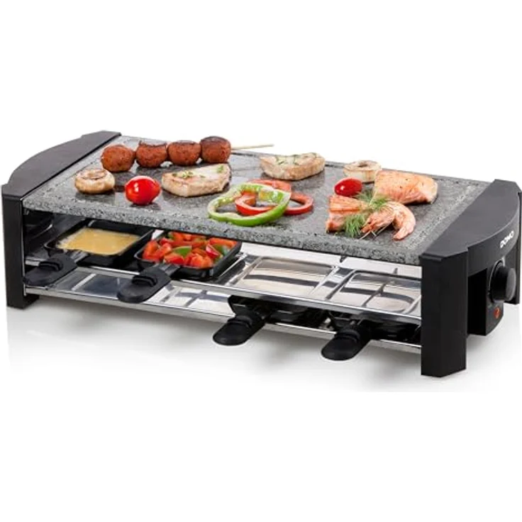 Domo DO9186G Raclette Steingrill, Stein, Schwarz-Silber – Bild 2