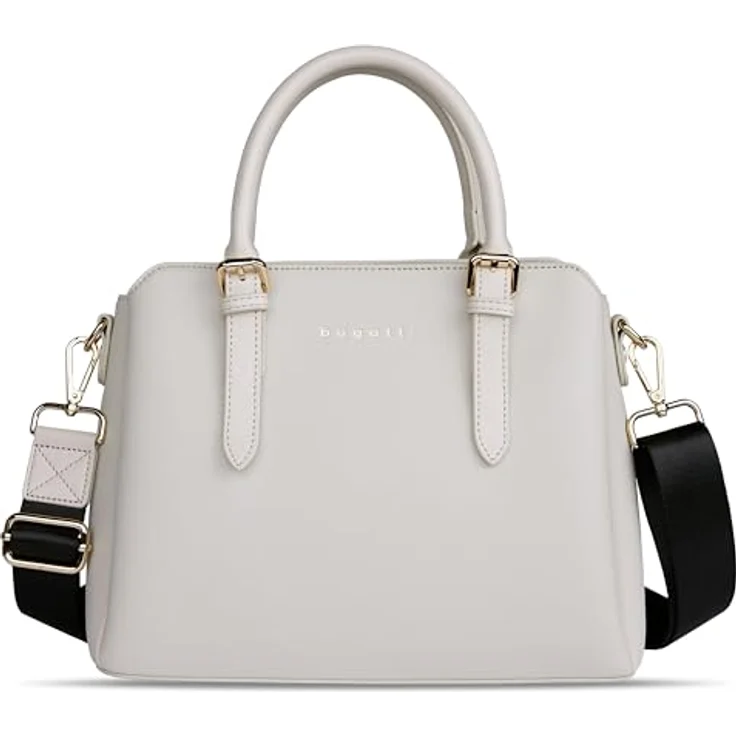 Bugatti Ella Handtasche M, Beige, viel Platz mit 30x12x23 cm, verstellbarem Schultergurt und eleganten roten Akzenten – Bild 1