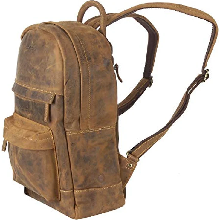Greenburry Vintage Retro Rucksack, Leder 42 cm mit Laptopfach, braun – Bild 3