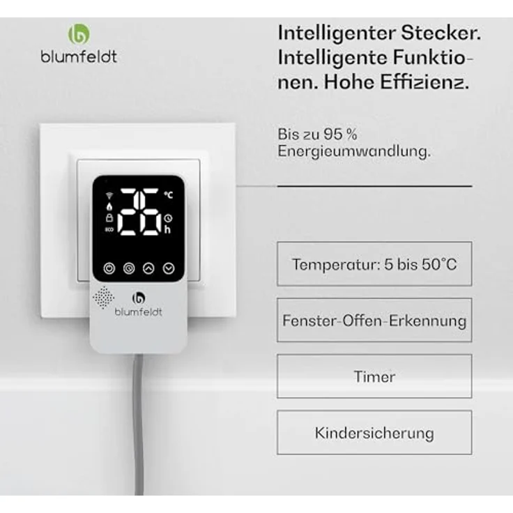blumfeldt Infrarot Wandheizung 600W – Wandmontage, IP44 Spritzwasserschutz, Externer Thermostat, App Steuerung, 95% Energieeffizienz, Für 10-15 m², Aluminium, Überhitzungsschutz, Badezimmer – Bild 5