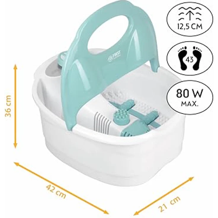 TZS First Austria Fußsprudelbad, Vibrations- und Luftblasenmassage Infrarot- und Warmhaltefunktion, Fußbad, 80W, 3 Programme, 3 Aufsätze, klappbarer Griff, Aromabox – Bild 2