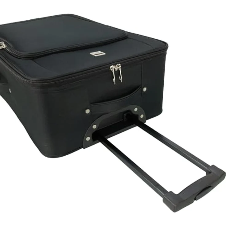 SIGN Stoffkoffer Trolley Reisekoffer Inline Rollen (Schwarz, 4er Set) - Leichtes Weichgepäck mit einzigartigem Design – Bild 4