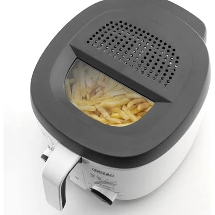 De'Longhi FS3053 WS Fritteuse, 1700W, mit Öl, 2L, Kontrollleuchte, Abschaltautomatik, wärmeisoliertes Gehäuse, Anti-Rutsch-Füße, Timer, grau – Bild 2