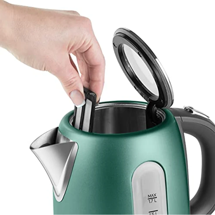 SENCOR SWK 1771GR Wasserkocher aus Edelstahl mit abnembarem Filter (2150 Watt, Volumen 1,7 L) metalic grün – Bild 4