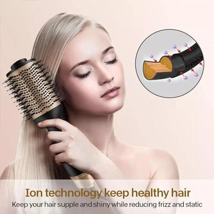 Lalano`S Cosmetics Haartrockner One Step Volumizer Hair Dryer Warmluftbürste 5 in 1 Hairstylist, 1200,00 W - Stylen, trocknen, glätten, bürsten und mehr für seidig glänzende Haare, schwarz – Bild 9