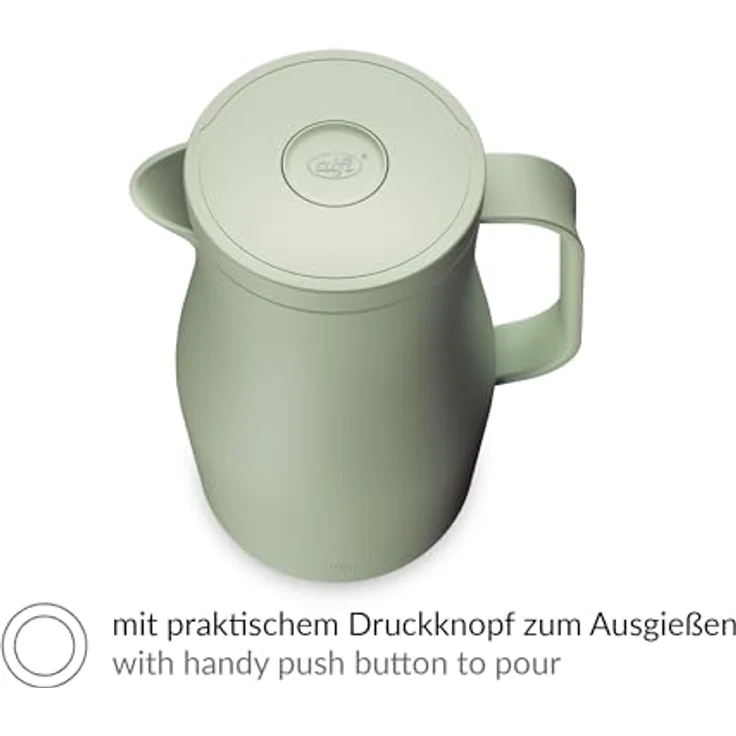 Alfi Isolierkanne ECONSCIOUS, 1 l, Hartglaseinsatz, Biokunststoff, 12h heiß & 24h kalt, Drehverschluss mit Druckknopf – Bild 4