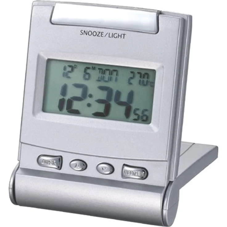 Technoline WQ 170 Reisewecker, Innentemperaturanzeige, Datum/Wochentag, Duo-Zeitmodus, Silber, 69 x 20 x 90 mm – Bild 2