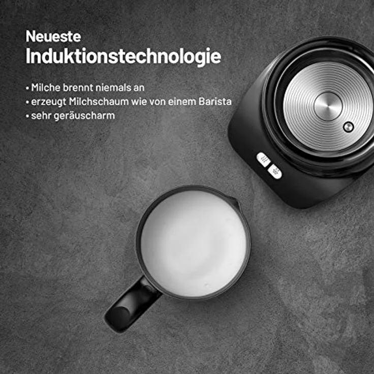 Lauben Milk Frother 550BC Milchaufschäumer Elektrisch 150ml/300ml, Automatische Milchschäumer für Kaffee Cappucino Latte, 500W, Spülmaschinengeeignet, Edestahl Milchaufschäumer, Erhitzen bis 65° – Bild 5