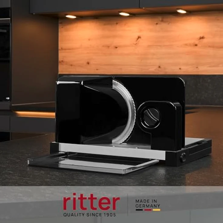 Ritter icaro 5 Klappbarer elektrischer Allesschneider & Brotschneidemaschine aus Metall mit ECO-Motor, Made in Germany, Schwarz – Bild 2