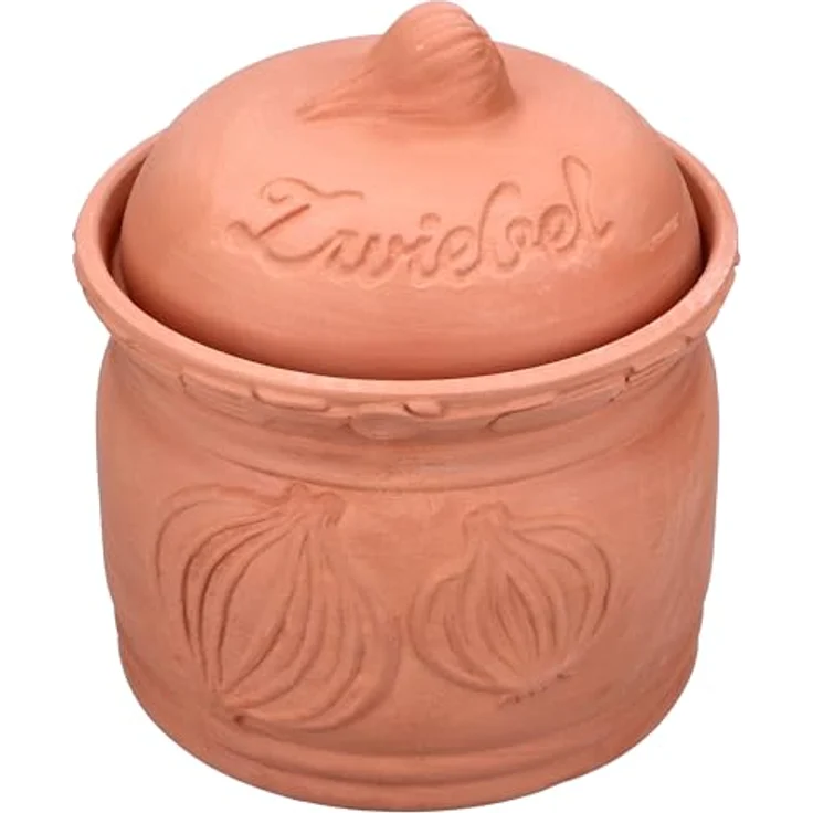 MamboCat Vorratsglas Terra Zwiebeltopf mit Deckel Ø 17,8cm aus Terrakotta, Aufbewahrungsbox Ton – Bild 3