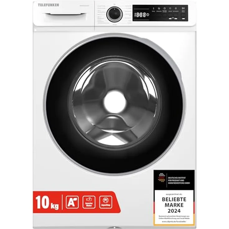 Telefunken W1014AS1W, 10 kg Frontlader Waschmaschine mit 1400 U/Min, Dampffunktion, Inverter Motor und AquaStop, weiß
